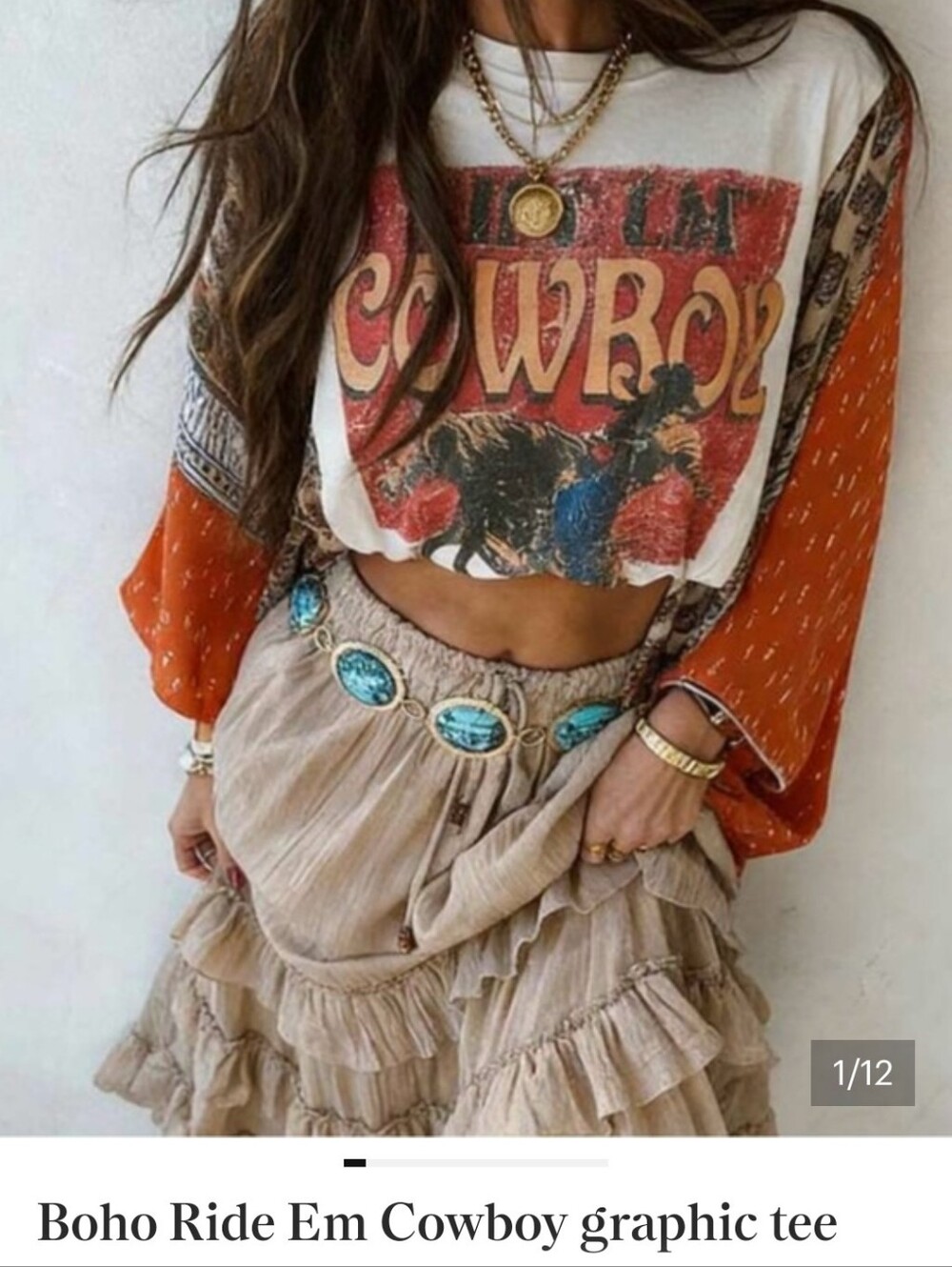 Boho Ride Em Cowboy graphic tee with kimono batwing sleeves • new! Xlarge